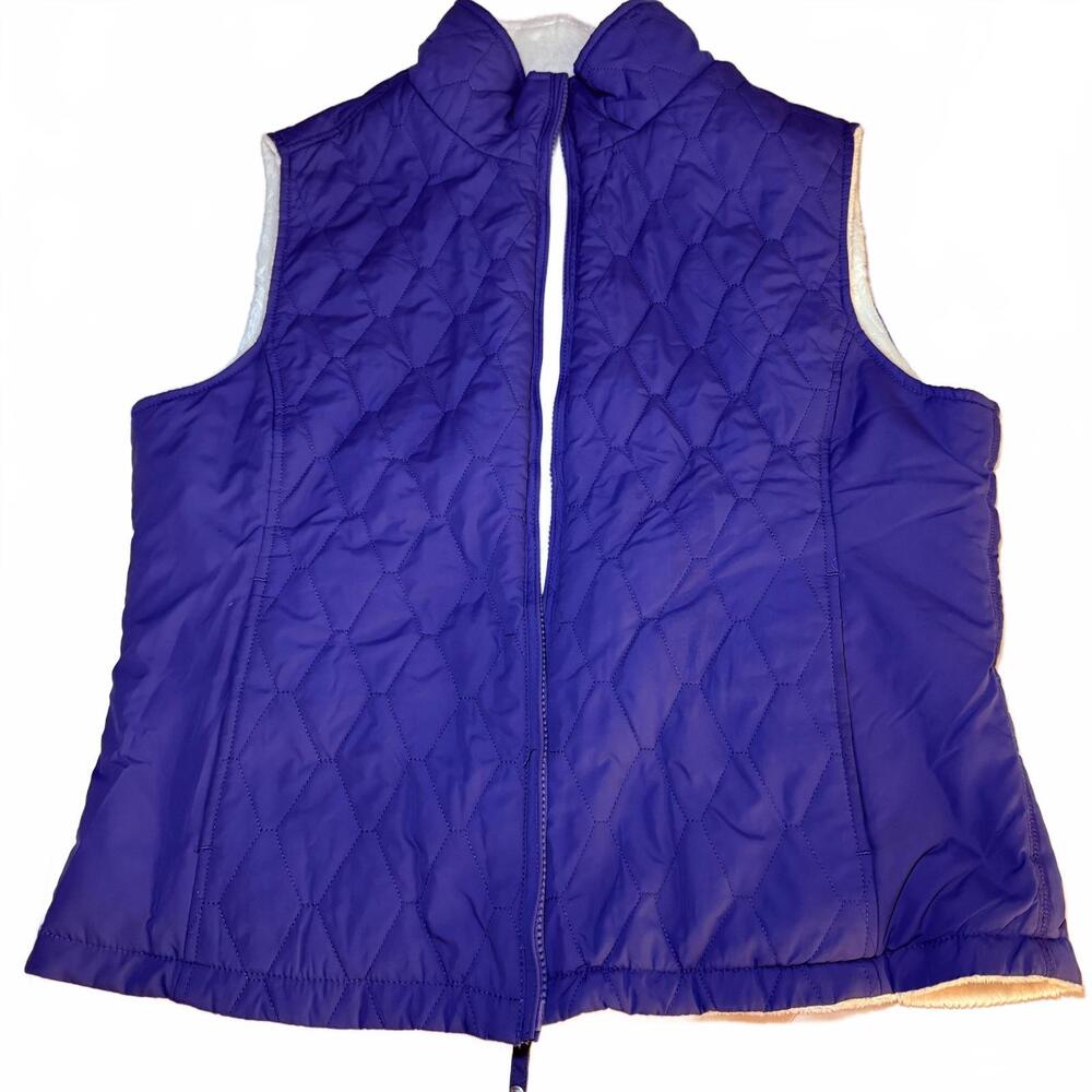 FREE COUNTRY Reversible Quilted Women's Vest. Purple/White Size M